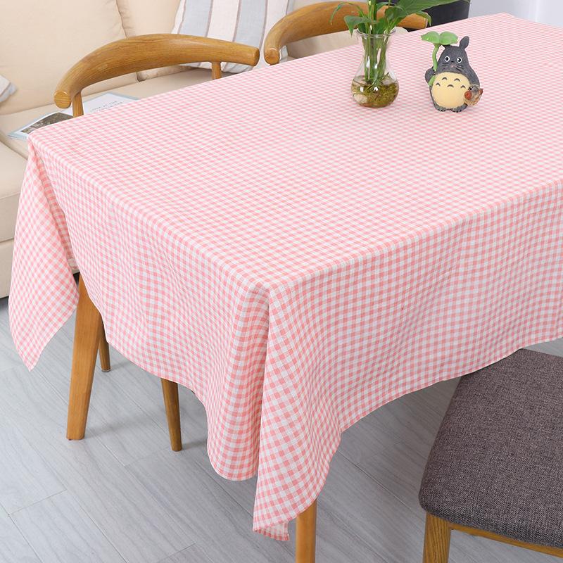 Small Fresh Checkered Tablecloth Household Dining Table Coffee Desk Mat Rectangular Dustproof Decorative Background Tablecover