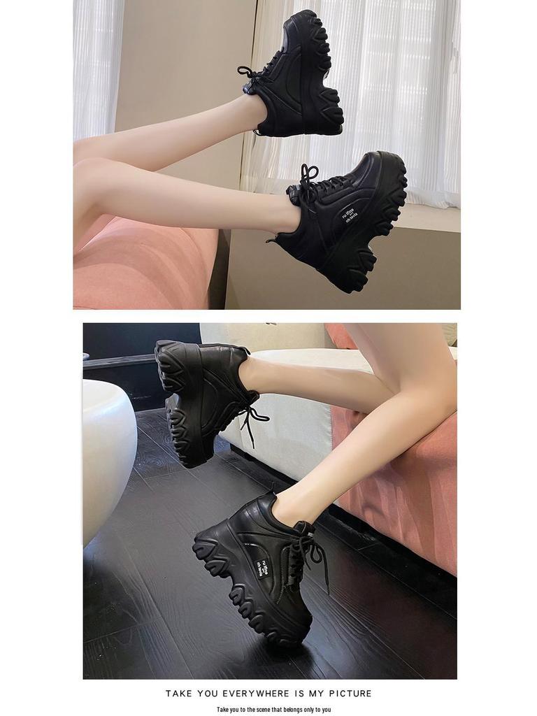 Damen Plateau Dad Schuhe - Frühling/Herbst 2021 Schnür-Sport-Freizeit-Sneaker, Koreanischer Stil für Studentinnen