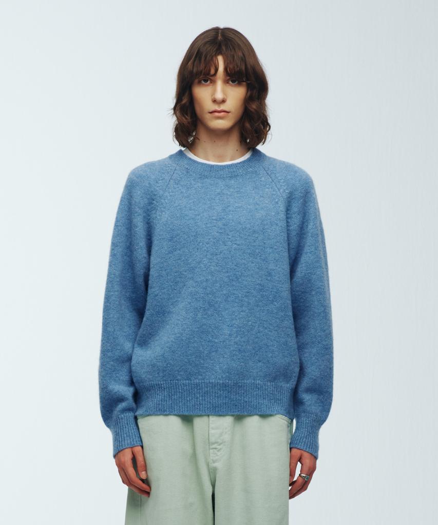 KNITTED Shaggy Dog 100% Wool Round Knit Blue