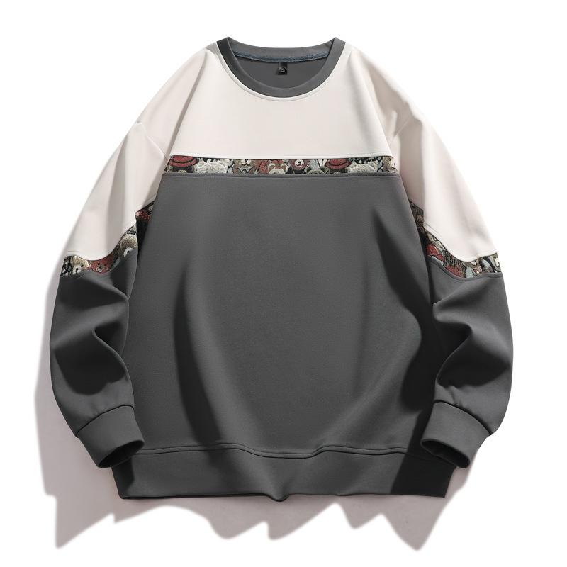 Herren Sweatshirt Locker Farbblockiertes Sweatshirt Herren Casual Langarm Sweatshirt