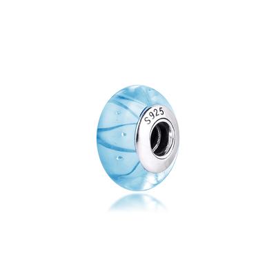Fits Europe Bracelet Blue Looking Glass Charms 925 Sterling Silver Metal Beads for Jewelry Making