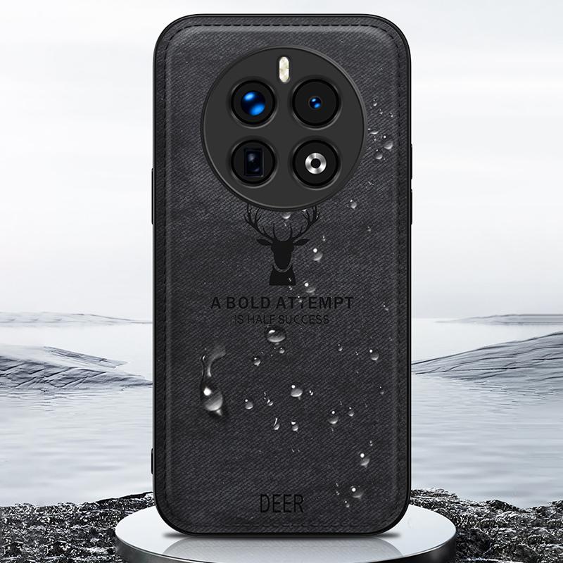 For Realme 12 4G/12+ 5G Case Cloth Texture Leather+PC+TPU Phone Cover Deer Pattern