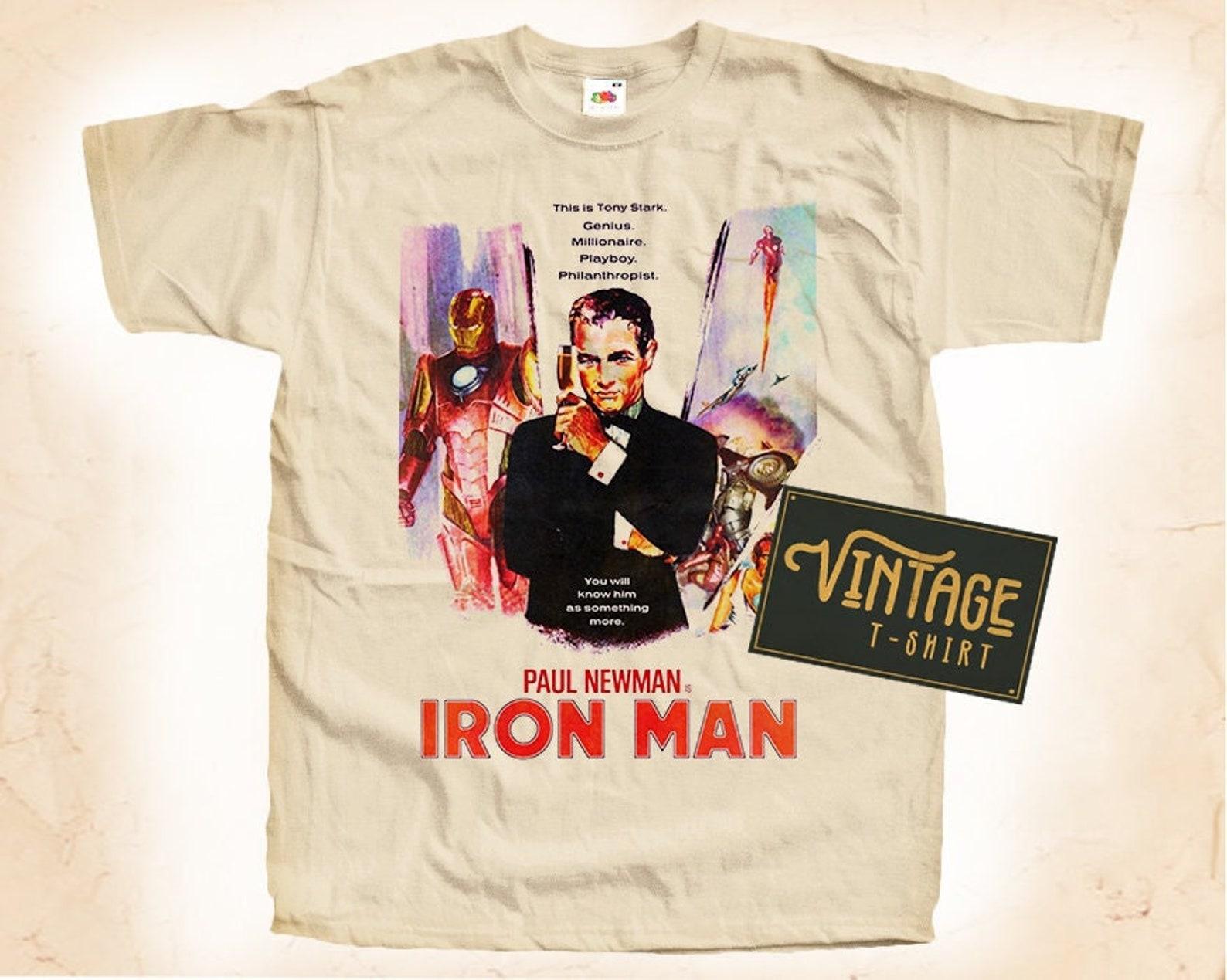 Iron Man T-Shirt Vintage Natural color Men s T-Shirt DTG Digital Print SIZES S M L XL 2XL 3XL 4XL 5XL XL