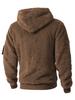 2025 Autumn/Winter European & American Men's Plush Lined Hooded Sweatshirt Jacket