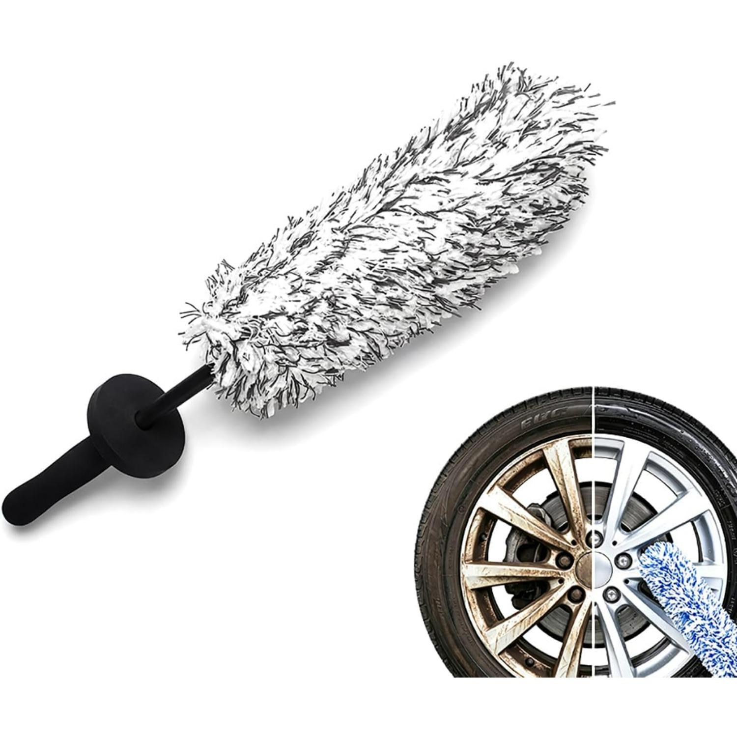 Wheel Barrel Brush,Long Handle Microfiber Wheel Brush Car Duster Exterior,Car Duster Interior Multipurpose Cleaning Tool R