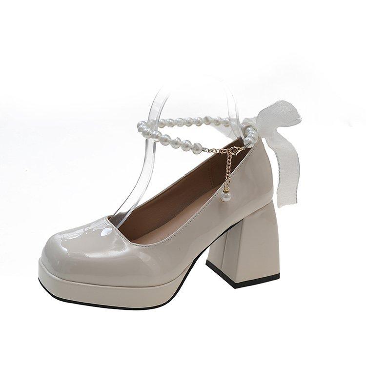 

Размер 35-44, женская обувь большого размера 41 на полную ногу, толстый каблук, корейская версия, туфли на высоком каблуке, женская летняя мода, туфли Мэри Джейн, 43 44