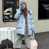 Trendy Brand Contrasting Color White Duck Down Medium and Long Down Jacket Women's Winter Fashion Hooded Thickened Foreign Jacket Burst