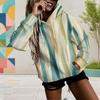 Women Plus Size Long Sleeve Drawstring Hoodie Watercolor Floral Printed Kangaroo Pocket Pullover