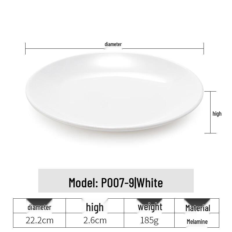Handun 9-inch Food-Grade Melamine Round Plate