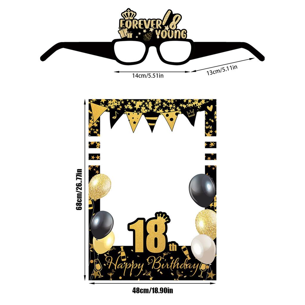 Fun Birthday Party Photo Frame and Glasses Set Birthday Photography Prop for Women Men Holiday Birthday Party Decoration