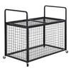Rolling Sports Ball Storage Cart, Lockable Basketball Cage with Double Lids, Sport Equipment Holder Organizer for Indoor Outdoor, Steel Storage Rack