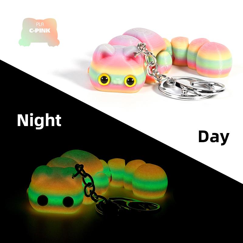 

Ovly 3D печатный милый кавайный брелок для ключей Lucky Kawaii Cat, подвижный брелок для сумки автомобиля, подарочный аксессуар, модель, фигурки, игрушки, подарок для детей, игрушки для снятия стресса