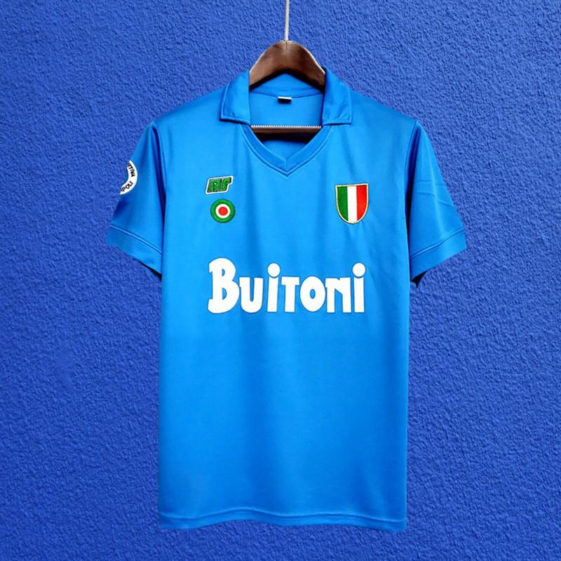 Napoli Diego Maradona 1987-88 Maglia da Allenamento Calcio Casa Retro Manica Corta Unisex Adulto