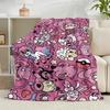 1PC Pink Pika Pattern Flannel Blanket Gift, Suitable for Both Men And Women, Soft Ideal for Beds And Sofa, Birthday Or Christmas Gift