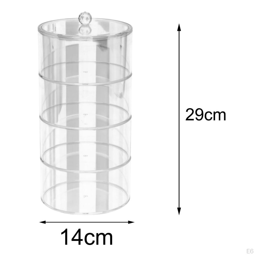 Display Box Case Transparent Multipurpose Cylindrical Organizer Storage for Bedroom