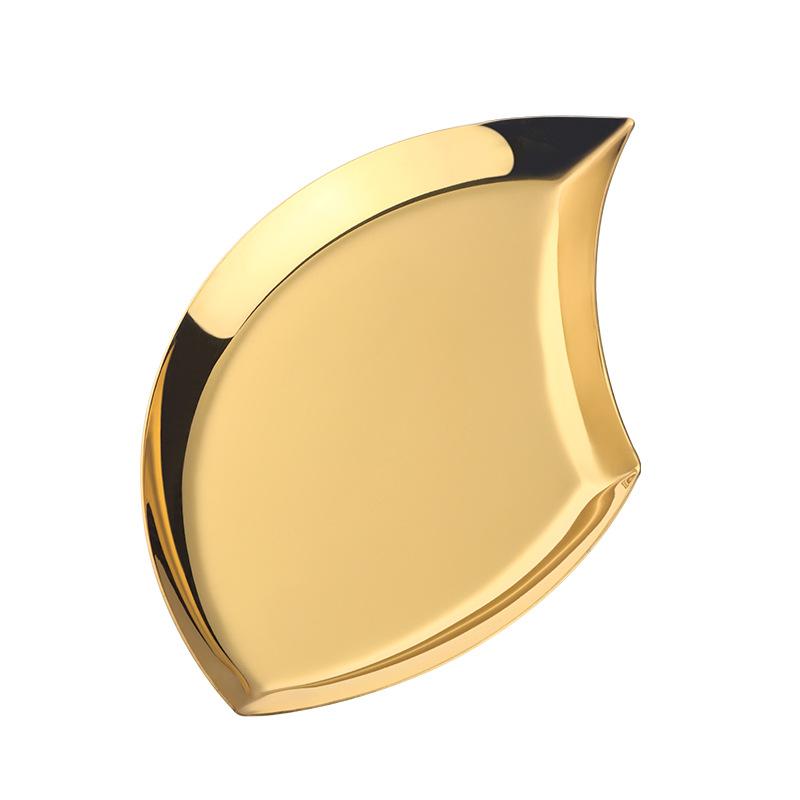 Creative metal jewelry ring plate, stainless steel, leaf shaped, fruit, dried fruit, storage plate, afternoon tea plate