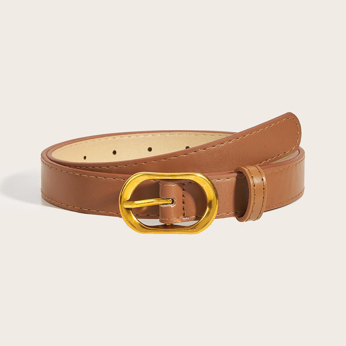 

New Minimalist Women s Belt with Gold Buckle Decoration Paired with Jeans Solid Color Multifunctional Fashionable Belt 105CM хакі