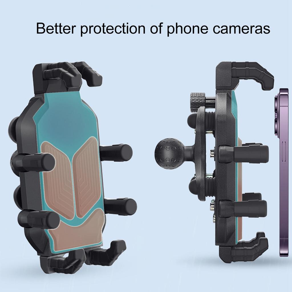 Motorcycle Phone Mount 8 Claw Shock Absorption Silicone Pad Anti Theft Bike Phone Holder for 11 To 27mm Handlebar