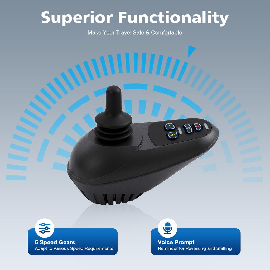 50A Electric Wheelchair Joystick Controller, 360° IPX3 Waterproof Joystick with Horn for Seniors & Disabled