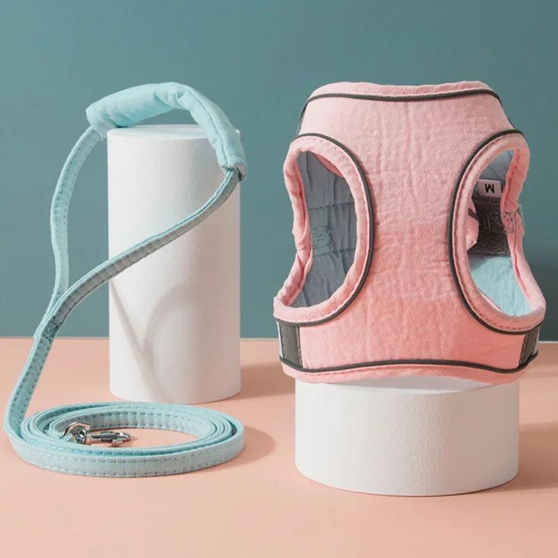 Zestaw Szelki Smycz dla Chihuahua Akcesoria Pies Kot Kamizelka Pug Smycze Narzędzia do Spacerów Szelki do Wyprowadzania Produkty