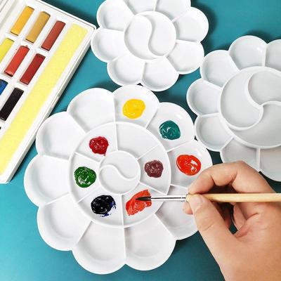 1/6PCS Reusable Plastic Paint Palette - 18 Wells Flower Tray for Acrylic, Watercolor & Oil Painting