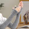 1 Pair Fall Winter Gloves Fingerless Knitted High Elasticity Non-slip Arm Warmers Pure Color Arm Sleeves Keep Warm Windproof Cycling Arm Covers