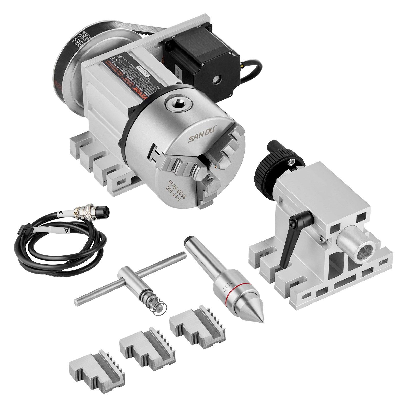 VEVOR Dividing Head, K11-100mm 3-Jaw Chuck
