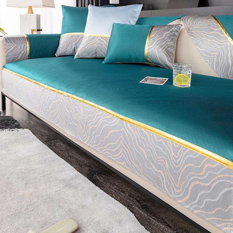 Sommer Eisseide Sofakissen Rutschfeste Matte Sitzkissen Neue leichte Luxus Einfache Leder Sofabezug Bezug Stoff Handtuch