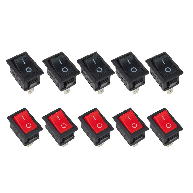 10PCS KCD1 Mini Rocker Switch SPST 2 Pin ON OFF Snap In Panel Mount 10x15mm 3A 250VAC 6A 125VAC for DIY Electronics Appliances