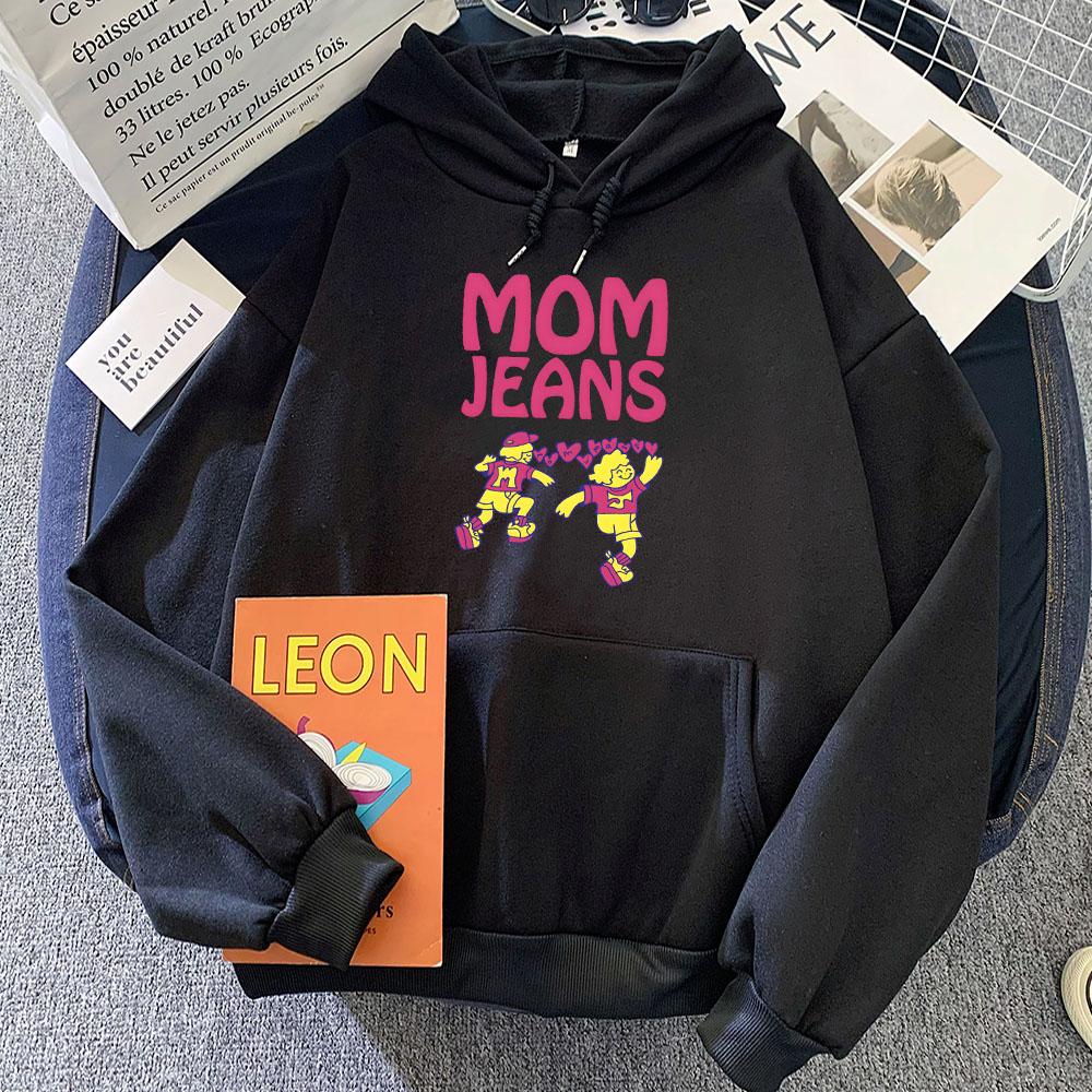 Funny Graphic Clothes Band Mom Jeans Band Streetwear Hoodies Long Sleeve Soft Hooded Pullovers Printing Women
