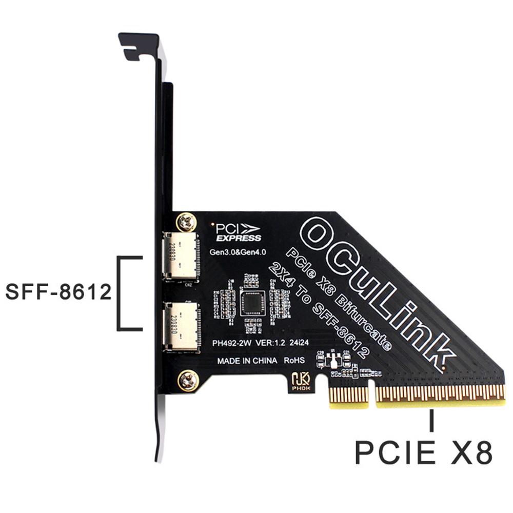 Scheda di Espansione Adattatore Scheda PCIe 4.0 X8 a 2 Porte Oculink SFF8611 & 8612