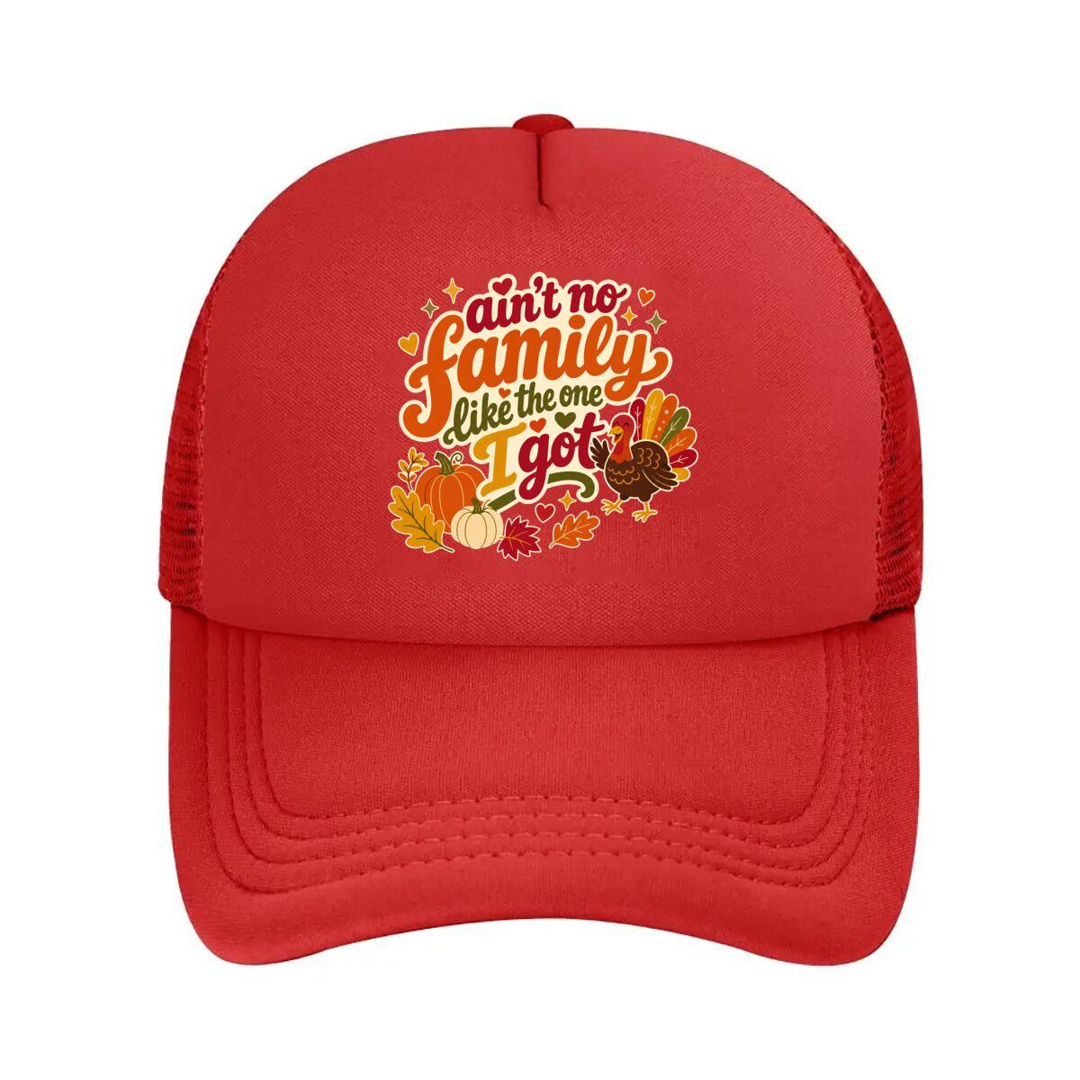 Playful Thanksgiving Family Turkey Q Mesh Baseball Cap Hip Hop Adjustable