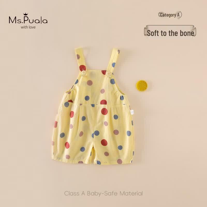 MS.PUALA Baby Girls  Summer Polka Dot Anti-Mosquito Overalls 73 cm