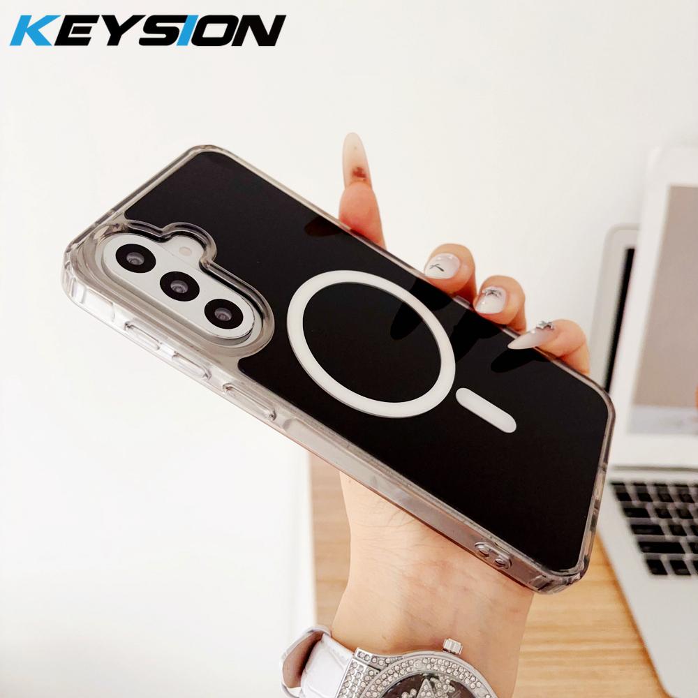 KEYSION Luxury Magnetic Case for Samsung A57 5G A37 5G Soft TPU+PC Shockproof Phone Back Cover for Galaxy A56 5G A36 5G