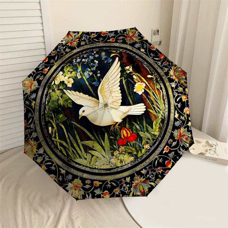 

1PC Dove Flowers Umbrella-8-Rib Reinforced, Automatic Open, Lightweight & Durable, Cute Fashion Accessory for Outdoor-P2648