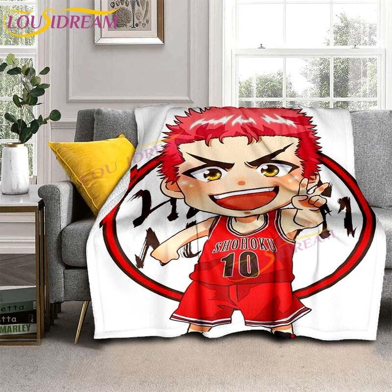 SLAM DUNK Blankets Slam Dunk Sakuraqi Flannel Blankets 3D Cartoon Throw Blankets for Bedroom Sofa Travel Camping Warm Blankets