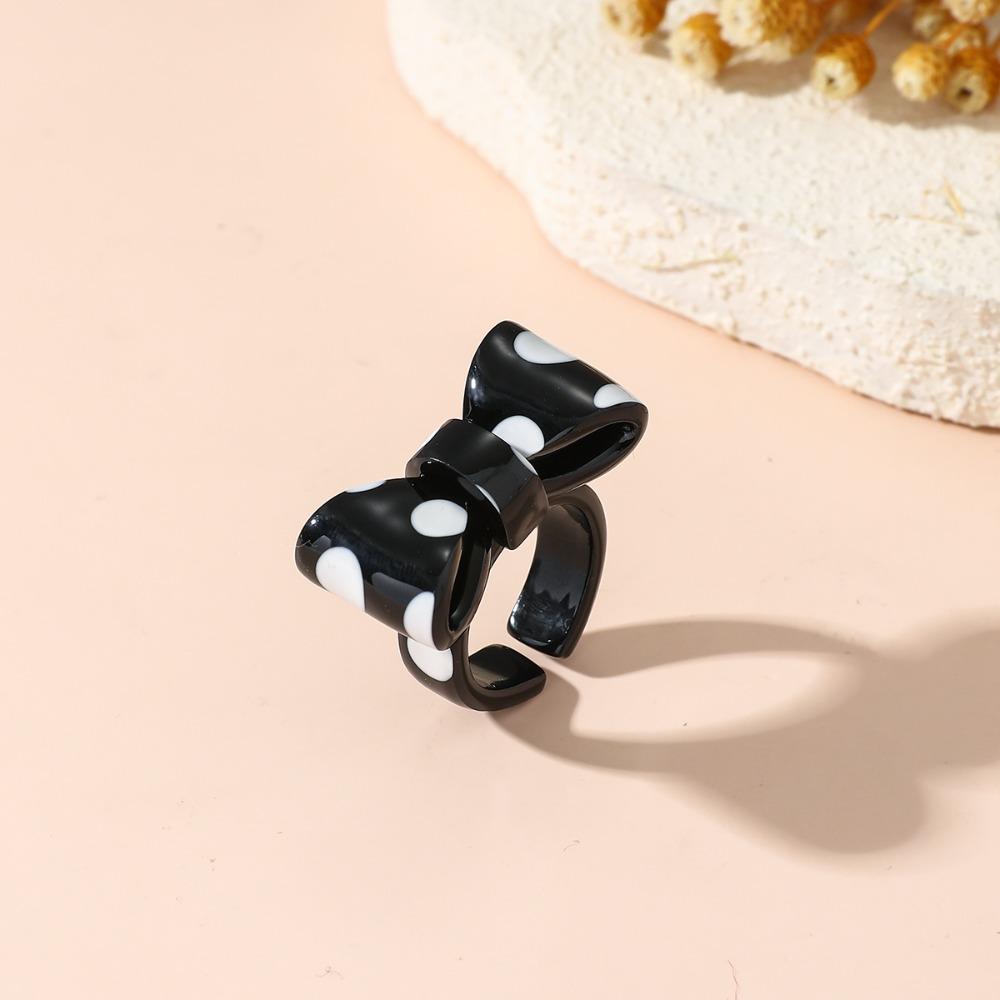 Cute Bowknot Ring Y2K Opening Ring Sweet Polka Dot Bow Ring Fashion Style 1