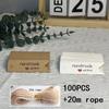 100 Labels, 20 Meters of Hemp Rope, Kraft Paper, Handmade Printing, Swallowtail Labels, Handmade,Gift Thank-you Card