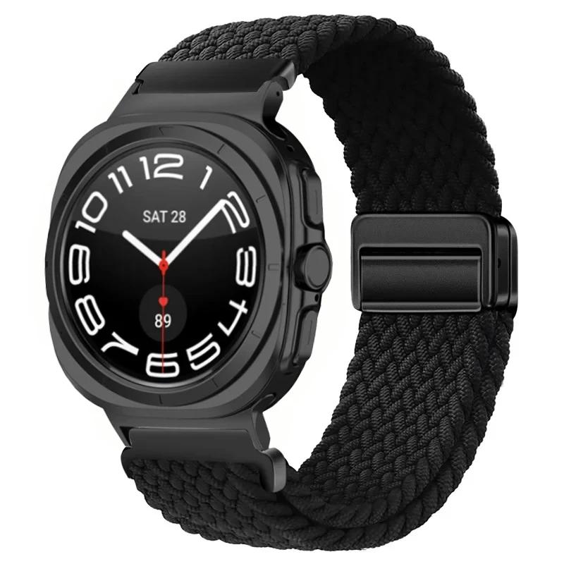 Nylon Braided Loop Strap for Samsung Galaxy Watch Ultra 47mm Magnetic Bracelet Wristband for Galaxy Watch 6 5 4 40mm 44mm 43mm 45mm Accessories