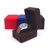 Handmade Velvet Wrist Watch Box Travel Short Plush Box with Velvet Wristwatch Holder Rings Display Cases Men Adults