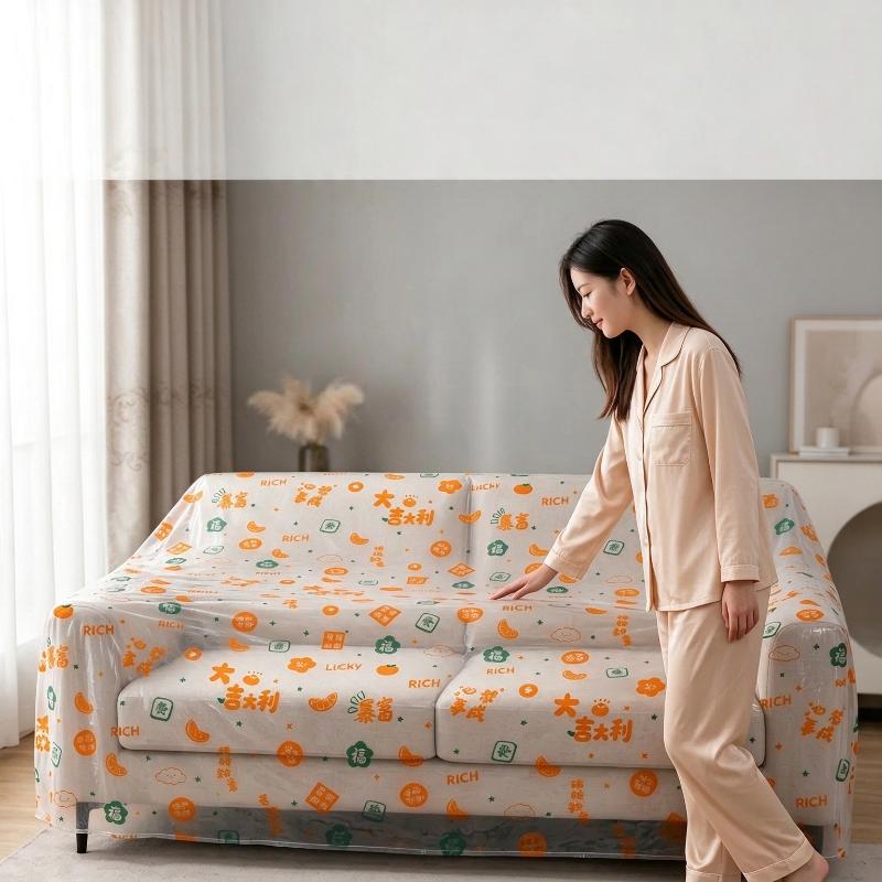 1Pcs Transparent Disposable Bed Dust Cover Waterproof Thick Plastic Furniture Protection Elastic Edges Full Wrap
