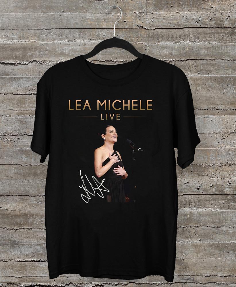 Lea Michele Signed Live Tour 2025 Short Sleeve Black All Size Shirt Unisex T-Shirt XL