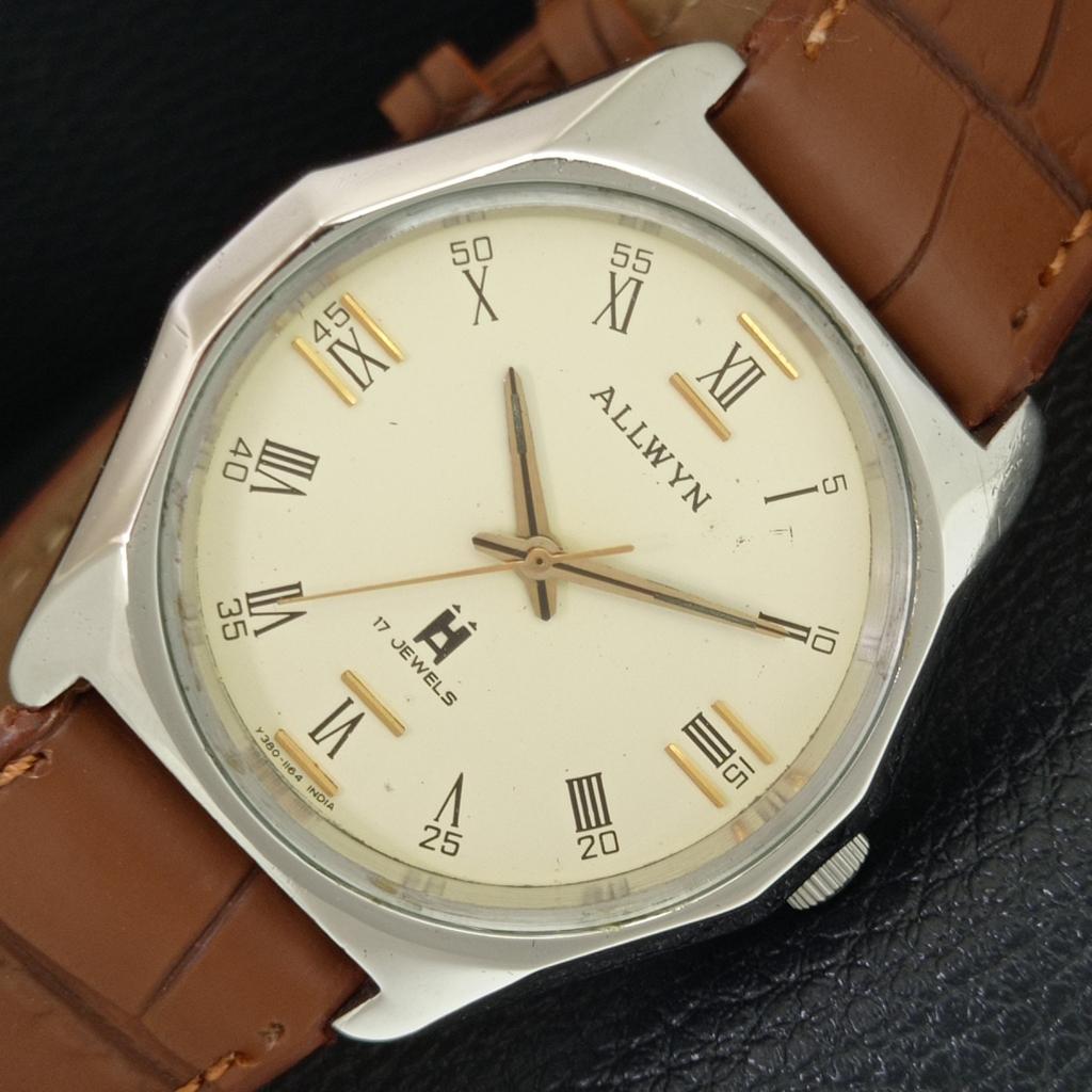

VINTAGE ALLWYN 6300A HAND-WINDING INDIA MENS ORIGINAL DIAL WATCH a708124-1