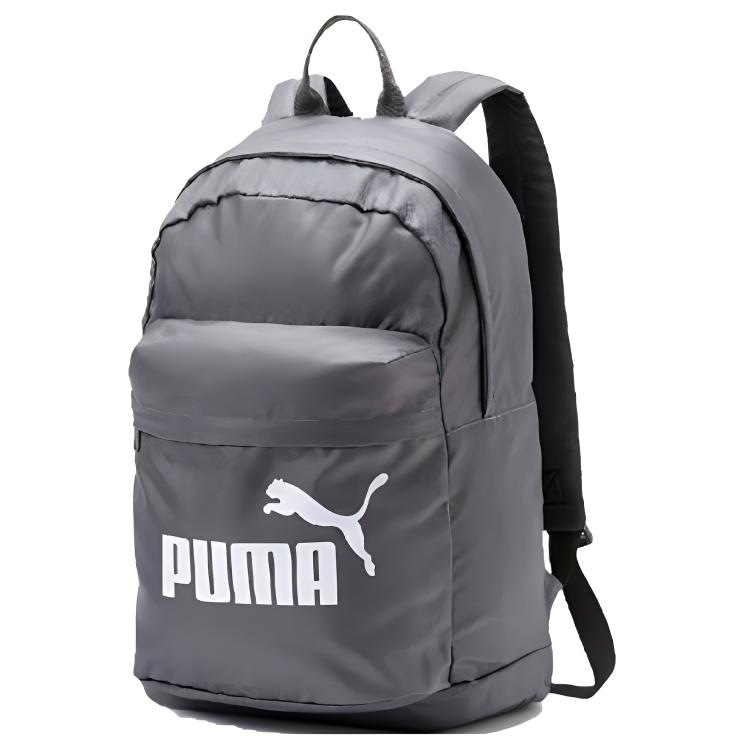 Puma Large Capacity Logo Solid Color Student Sports Nylon Backpack Unisex Backpack Gray 075752-02 Gray
