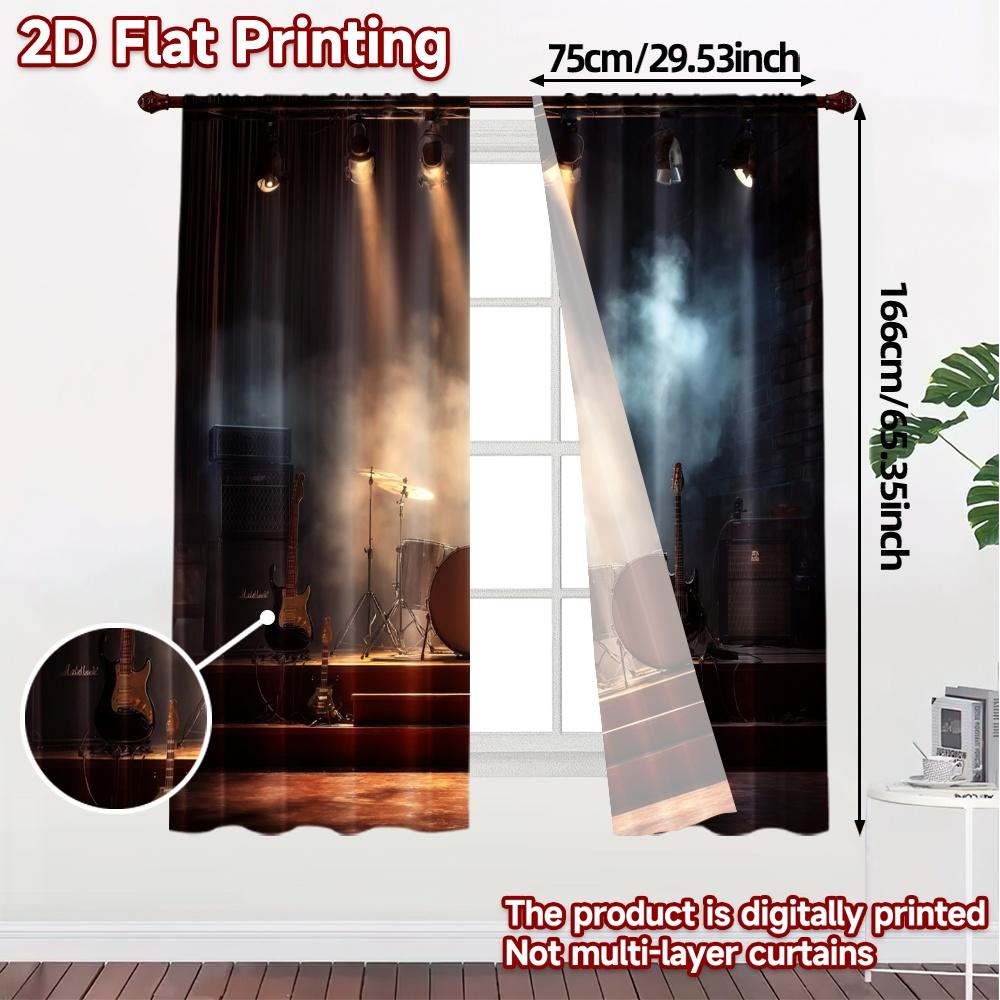2pcs   2D FLAT PRINTING Curtains (Without Rod) ConcertStage Modern Modern Curtains Polyester Curtains Versatile All Suitable for