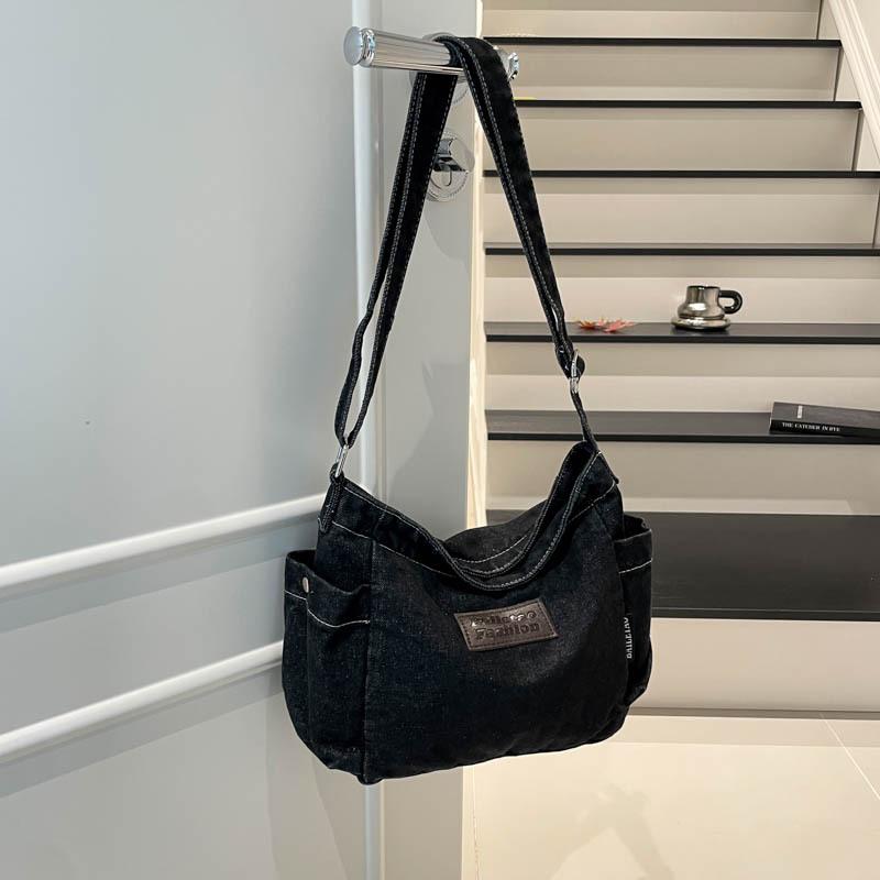 

Women s bag autumn new wide shoulder strap fashion tote bag large capacity simple shoulder bag messenger bag чёрный