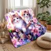 Kittens and Roses Romance Theme blanket Lightweight Warm Flannel Blanket Decorative Throw Blanket for Home Decoration
