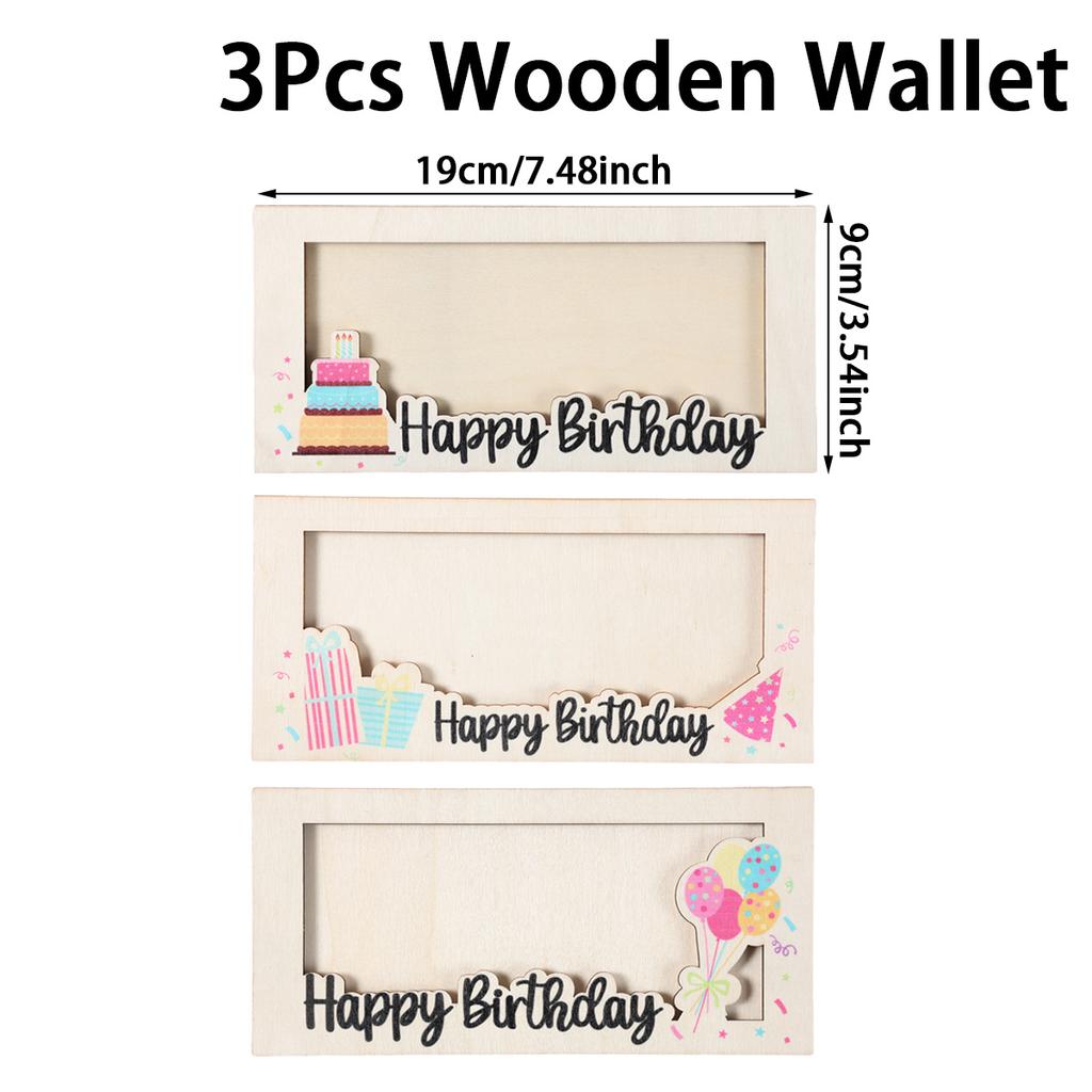 Birthday Wooden Wallet  Birthday Cash Wallet Gift Happy Birthday Party Decoration Kids Adult Birthday Party Supplies Favor