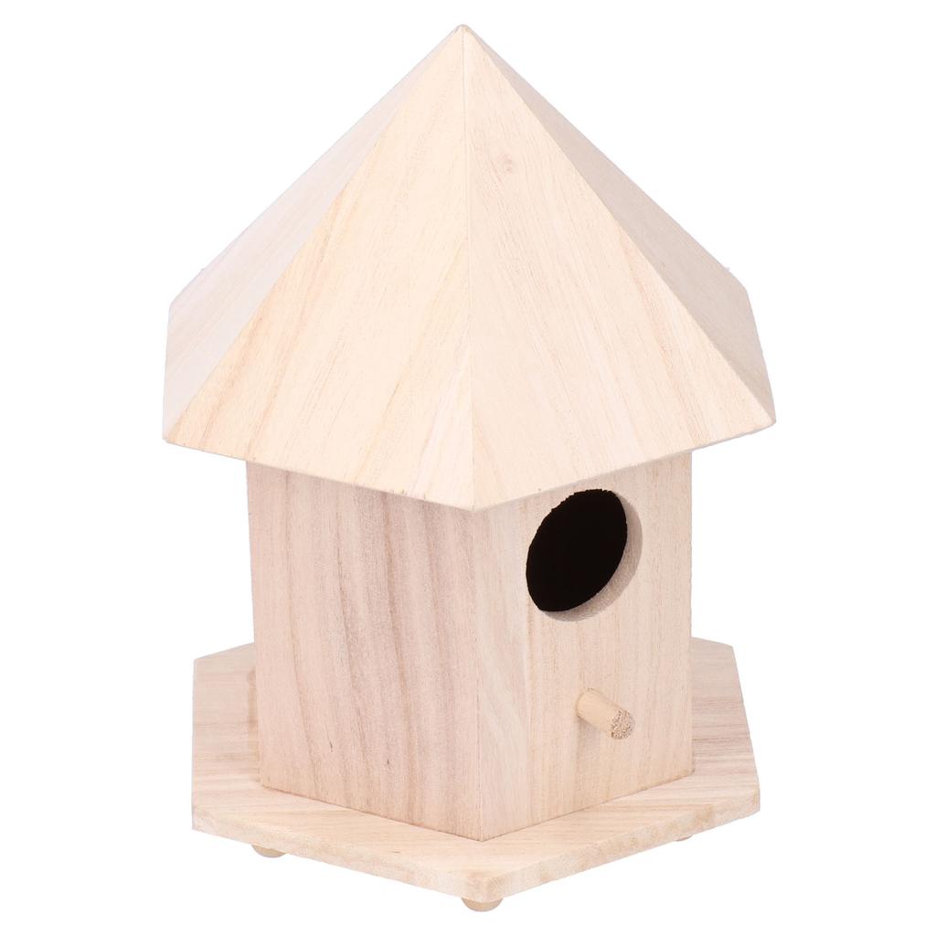 Wooden Bird House Feeder Nesting Box with Bracket for Outdoor Garden Patio Decoration