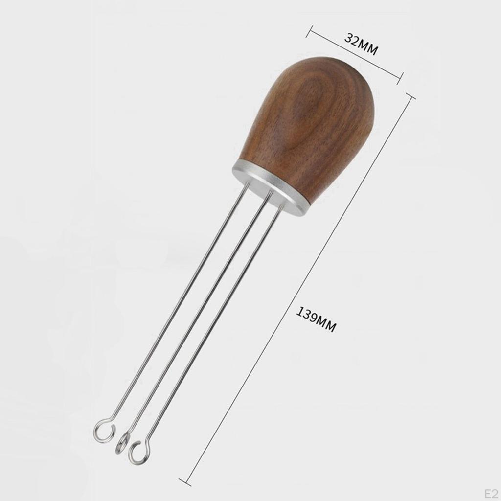 Wooden Coffee Tamper Espresso for . Stainless Steel Flat with Height Adjustable Handle